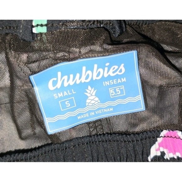 Chubbies Swim Trunks Mens Size Small Black Havana Nights Lined Palm Tree - Picture 5 of 6